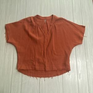 YFB Young Fabulous & Broke Women's Terracotta Gauze Pullover Blouse Size Small